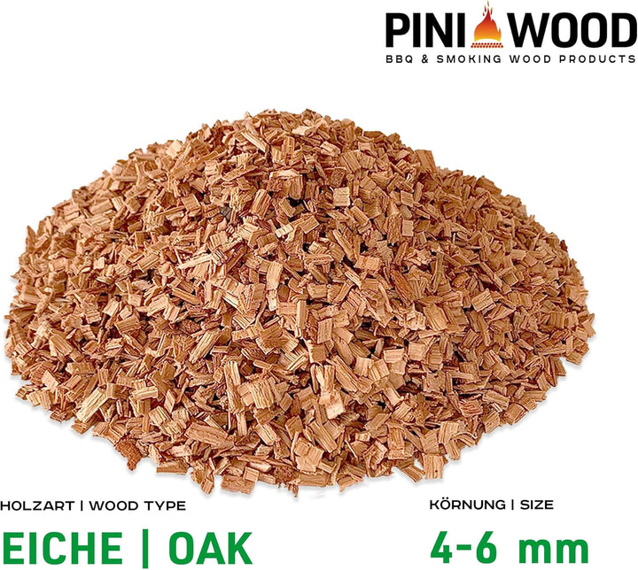 PINI 5 Kg Räucherchips Eiche 4-6 mm Smoking Chips Räucherspäne 18 Liter