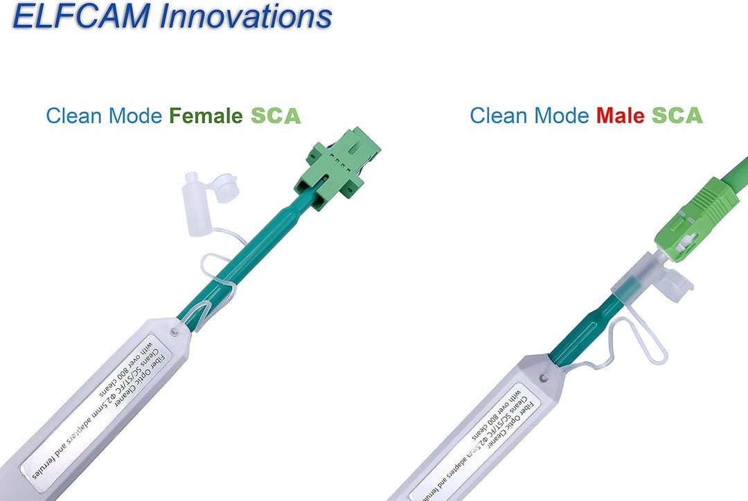 Elfcam® - Glasfaser Reinigungsstifte, LWL Reinigungsstift für LC/SC/FC/ST/ E2000 Steckverbindungen,
