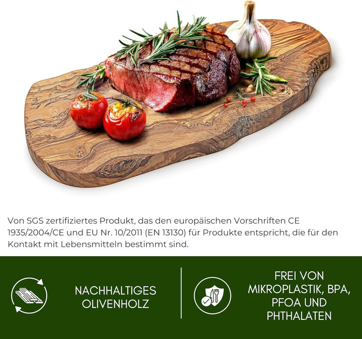 Erreke Schneidebrett, Natürliches Olivenholz, Servieren oder Schneiden von Speisen, Schneidebretter