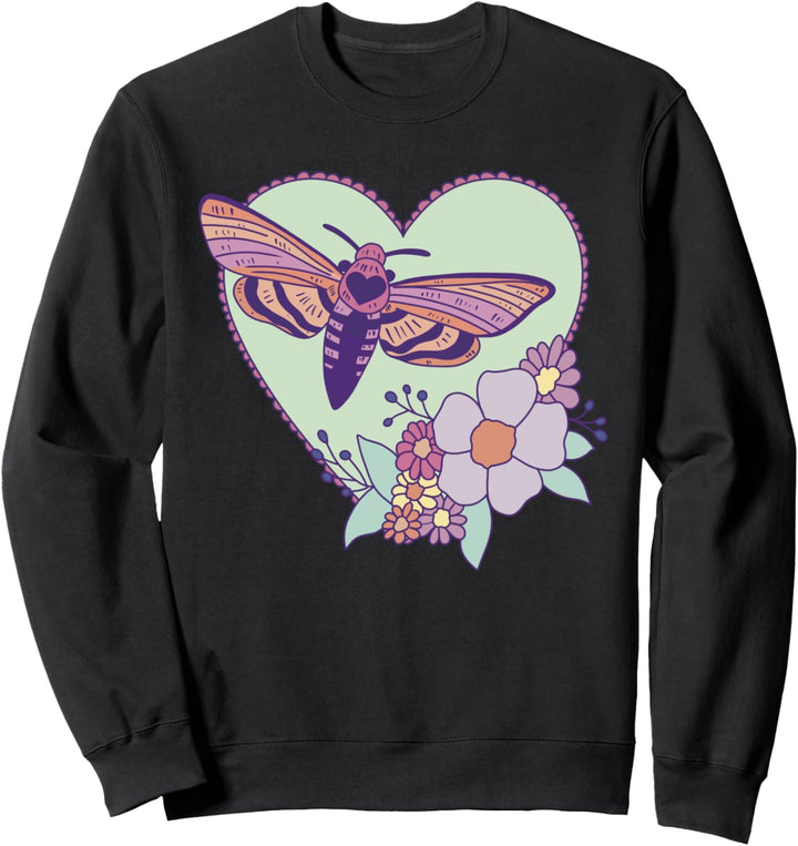 Nette Mottenkunst - Insekt mit Herz und Blumen Sweatshirt
