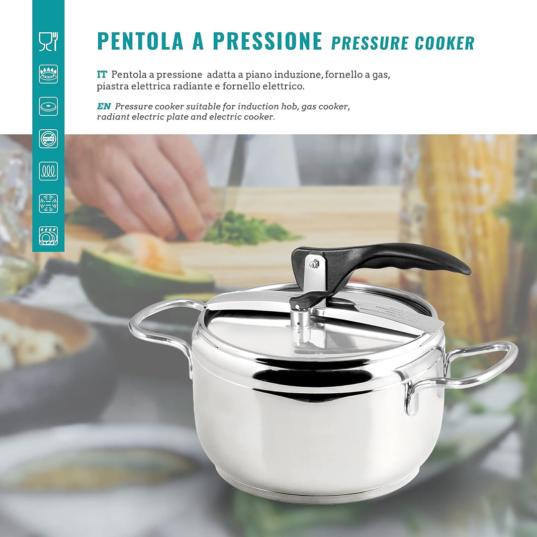 INOXPRAN Pentola Pressione Kochtopf Druck, Edelstahl, 32 x 21 x 21 cm, Stahl, 21 cm