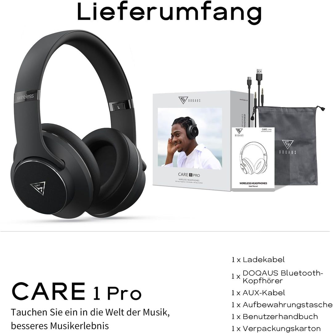 DOQAUS Bluetooth Kopfhörer Over Ear,90H Spielzeit Bluetooth 5.3 Kabellose Kopfhörer mit Mikrofon mit