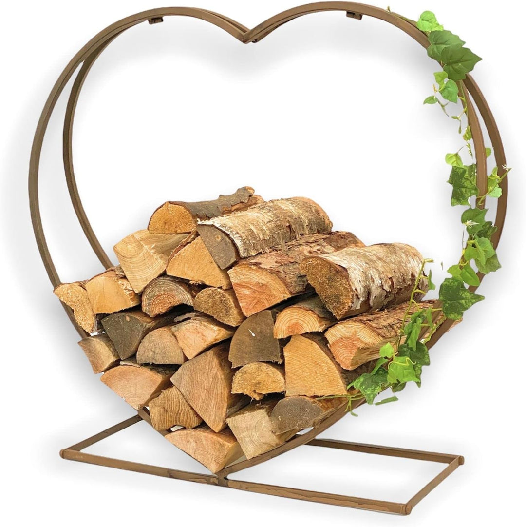 DanDiBo Kaminholzregal Innen Metall Herz Kaminholzständer 2013221 XL 78 cm Holzkorb Kaminholzhalter
