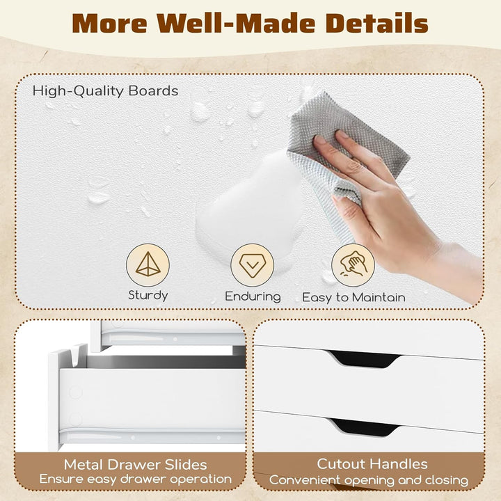 KOMFOTTEU Rollcontainer mit Schubladen, mobiler Aktenschrank Schubladenschrank mit Räder, Bürowagen