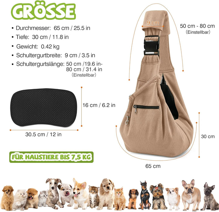 ALLSOPETS Hundetragetasche Atmungsaktive Bequeme Haustier Tragetasche für Kleine Hunde Katzen Sicher