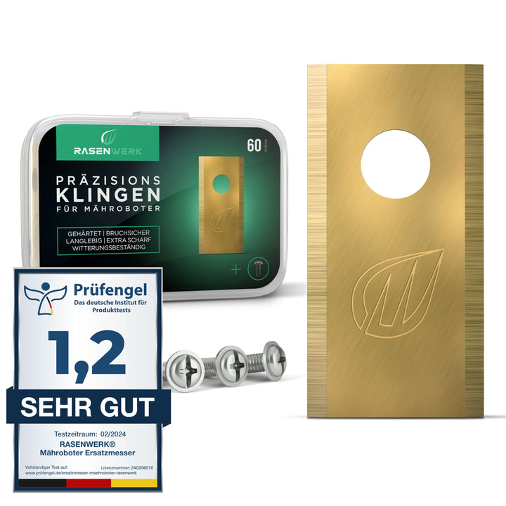 RASENWERK® - Hochwertige Mähroboter Messer mit passenden Schrauben - Universal Ersatzklingen Ersatzm