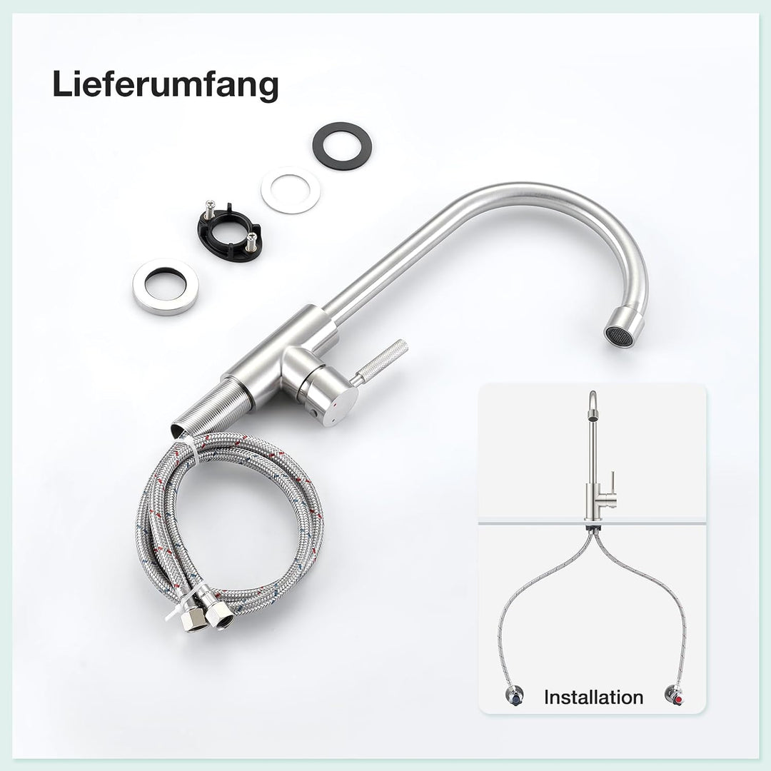 Faustina Spültischarmatur Wasserhahn Armatur Küche, Einhebelmischer Küchenarmatur Hochdruck Einhand-