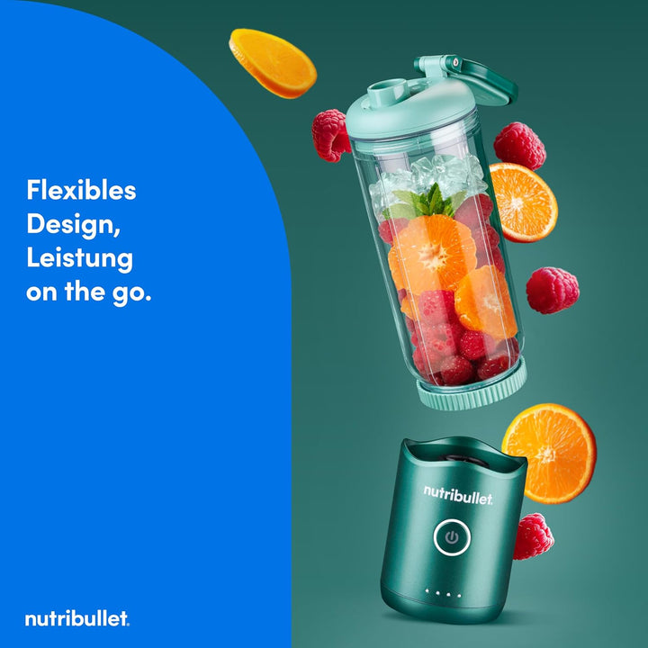NutriBullet Flex 590 ml, Tragbarer Mixer mit Trinkdeckel, Abnehmbare Klingen, Wiederaufladbar mit US