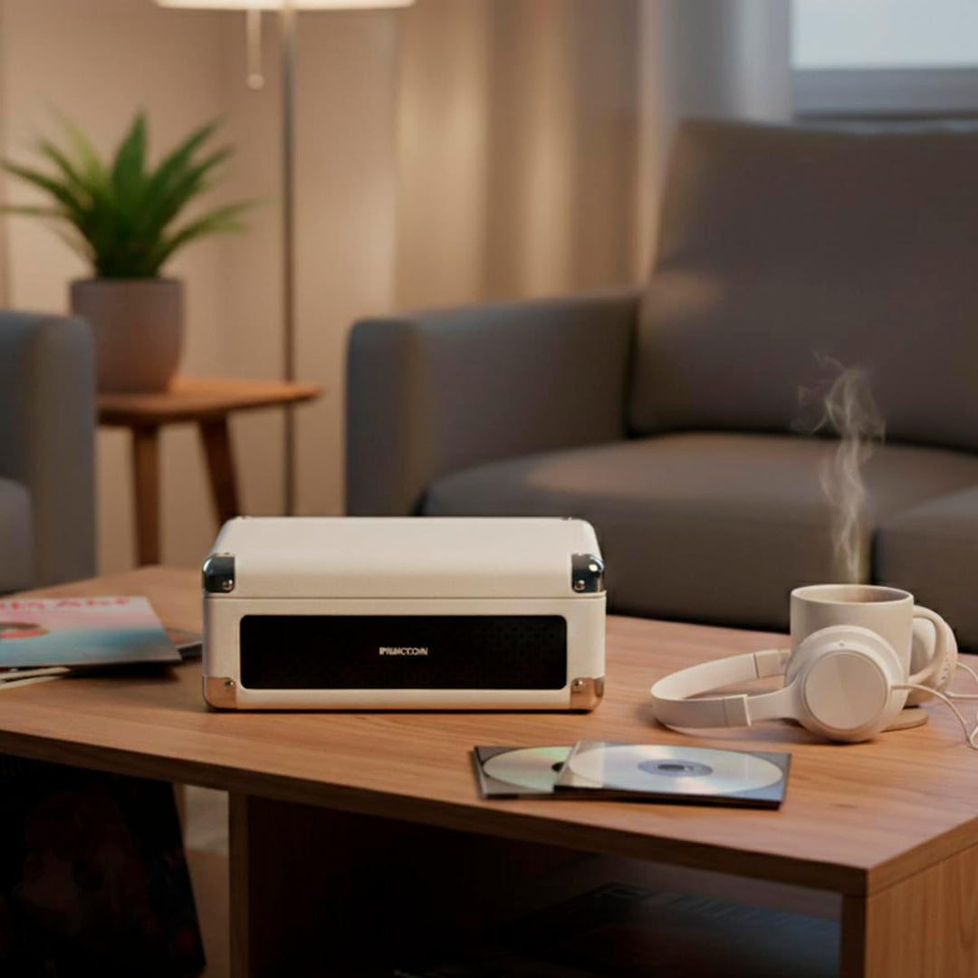 PRIXTON Tragbarer CD-Player mit Bluetooth, FM-Radio und AUX, 6W Lautsprecher (2x3W), Kompatibel mit