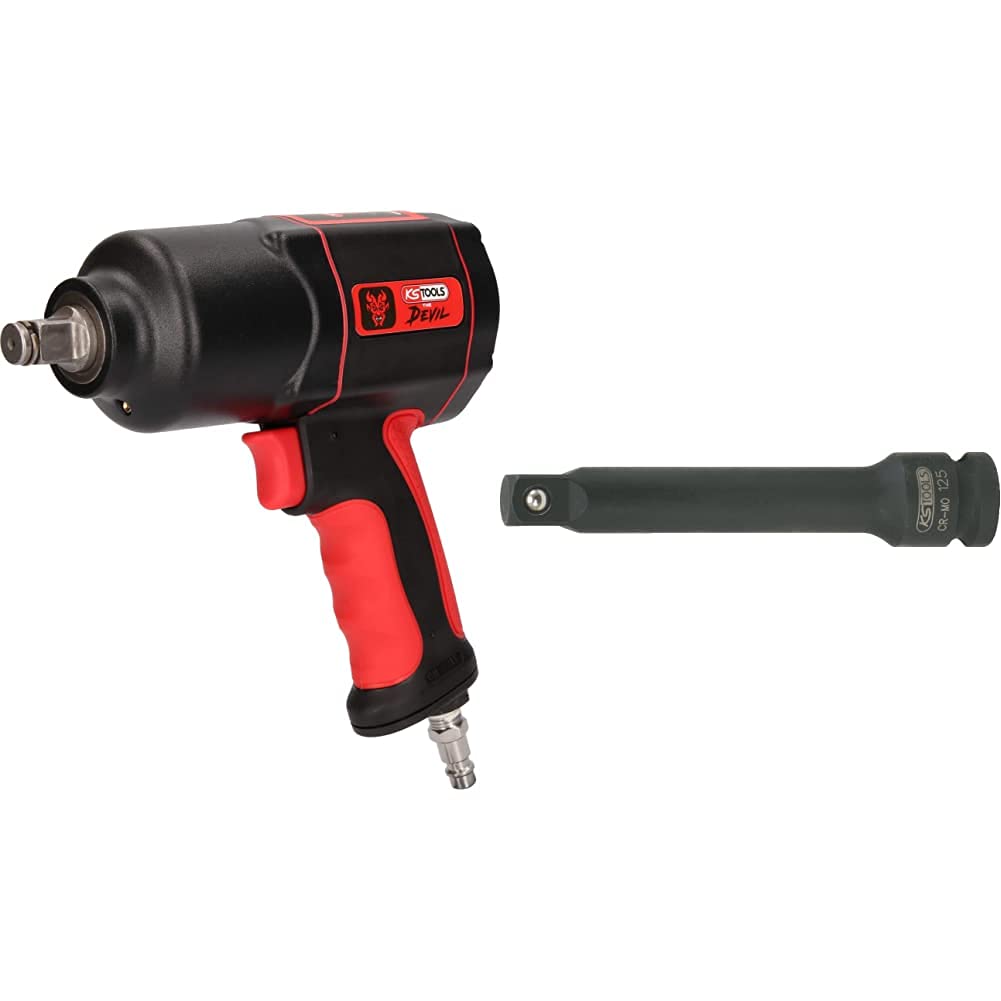 KS Tools 515.1200 THE DEVIL Hochleistungs-Druckluft-Schlagschrauber, Schwaz/Rot, 1/2 Zoll, max. Löse