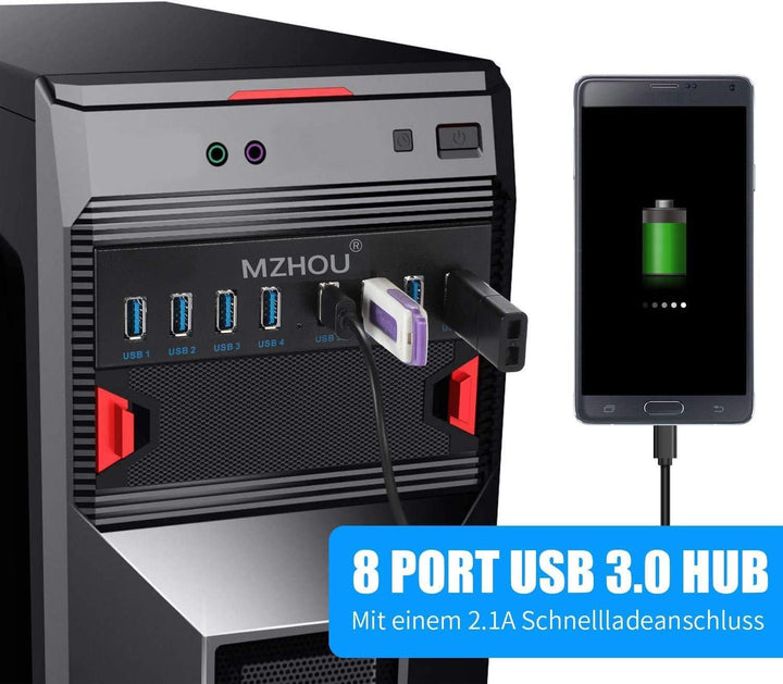 MZHOU USB Front Panel, USB3.0 19PIN 8-Port hub Optical Drive Extension Front Panel Adapter for PC Co