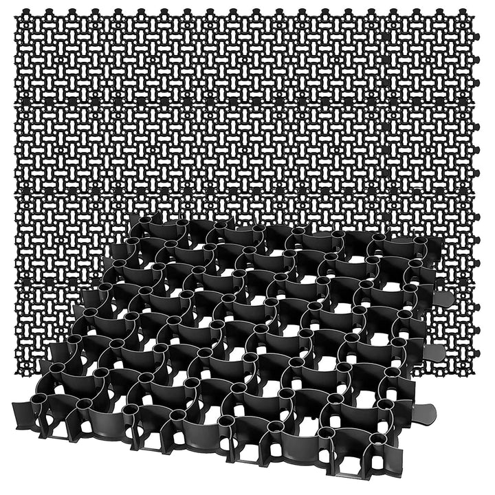 BigDean 20x Rasengitter Paddockplatte SCHWARZ 50x50 cm Rasenmatten Rasenwaben Kiesgitter Parkplatzra