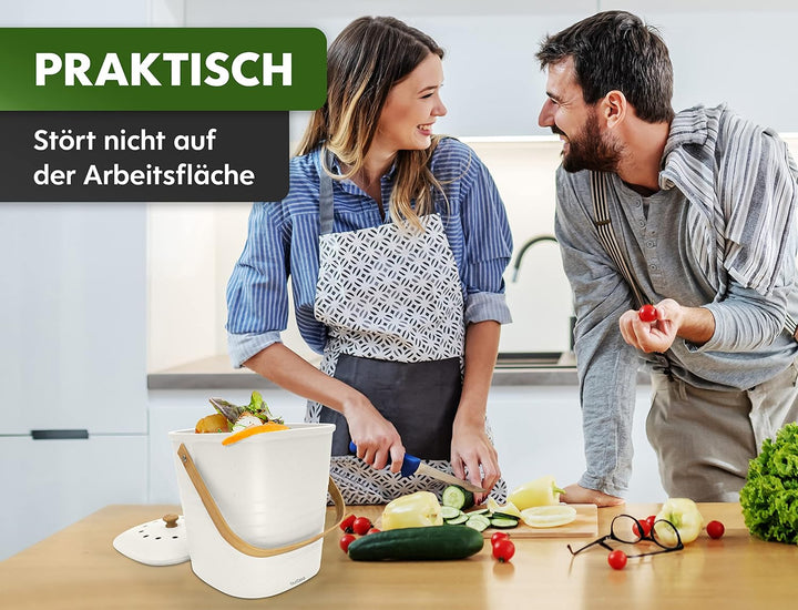 YourCasa Biomülleimer Küche klein 4L geruchsdicht für Biomüll - Komposteimer mit Aktivkohlefilter -