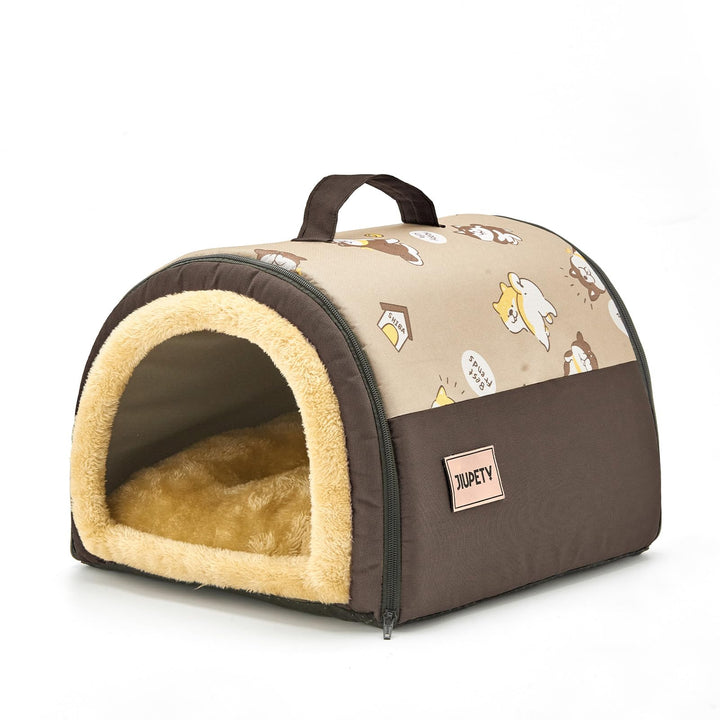 Jiupety Cozy Small Pet Hundehütte, 2 in 1 Welpenhaus, S Grösse für Katze und Welpe, Warme Höhle Schl