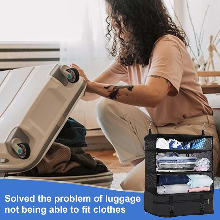 Dokeno Hängend Koffer Organizer Set, Packing Cubes Faltbare mit Kosmetiktasche, Tragbarer Kleidertas