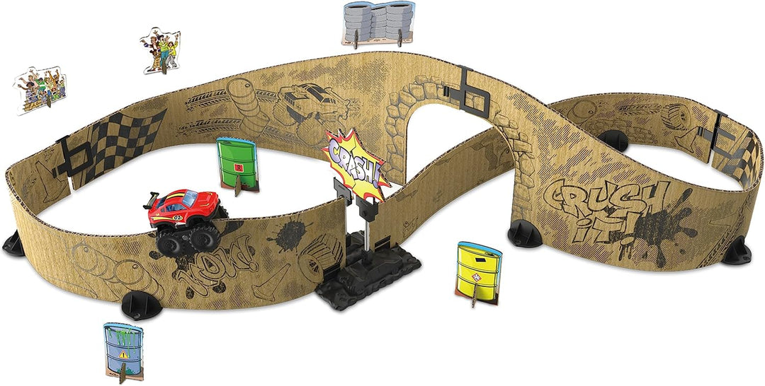 Car-Board Racers - Monster-Adventure Set – Erweiterbarer Spielzeugparcours mit motorisiertem Monster