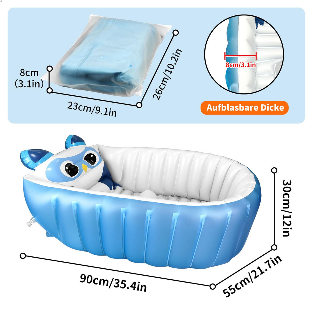 Aufblasbare Badewanne, Kinderbadewanne, Rutschfester Babypool zum Sitzen, Faltbarer Duschbecken für