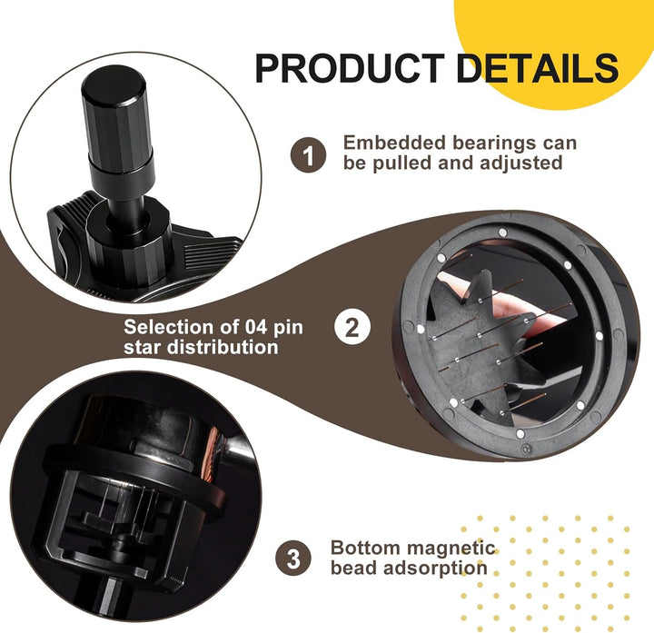 Espresso Nadel, WDT Tools 58mm Espresso-Verteilungswerkzeug mit 10 Nadeln für Barista, Einstellbare