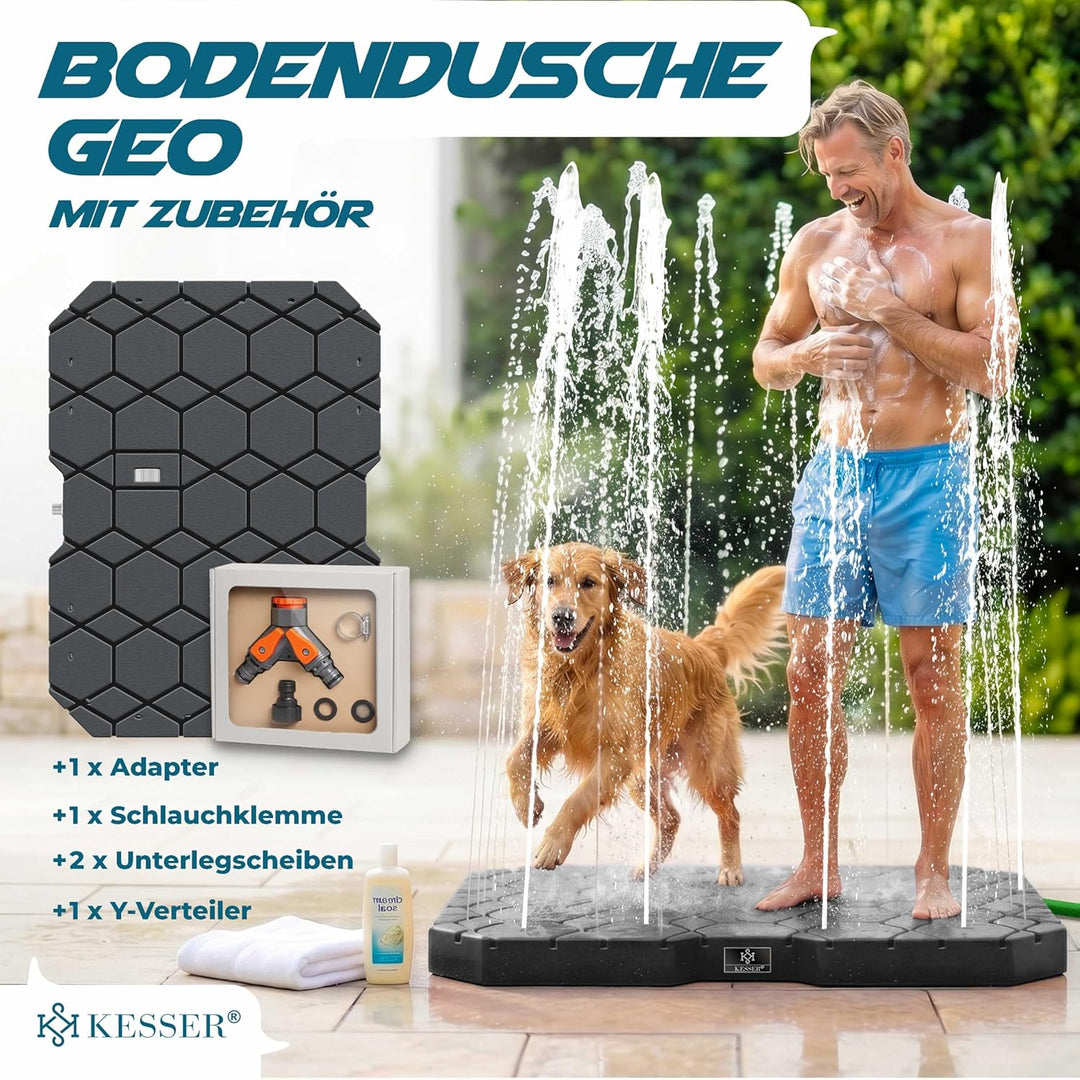 KESSER® Bodendusche Geo Gartendusche, Dusche für alle - Gross, Klein & Vierbeiner, rutschfest, UV- &