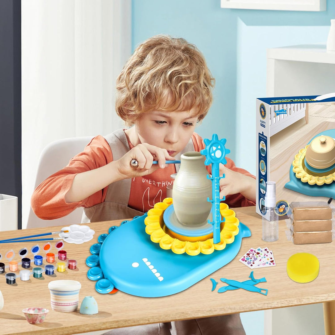 IEEILULU Töpferset für Kinder,Töpferscheibe Elektrisch, Töpfermaschine-Kunstset mit Töpferton, Farbe