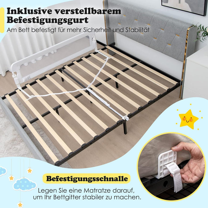 GOPLUS Bettgitter, Klappbarer & Tragbarer Bettschutzgitter für Babys unter 3 Jahren, Babybettgitter