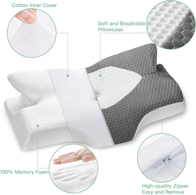 Elviros Orthopädisches Kissen aus Memory Foam, Seitenschläferkissen Nackenstützkissen, Kopfkissen Na