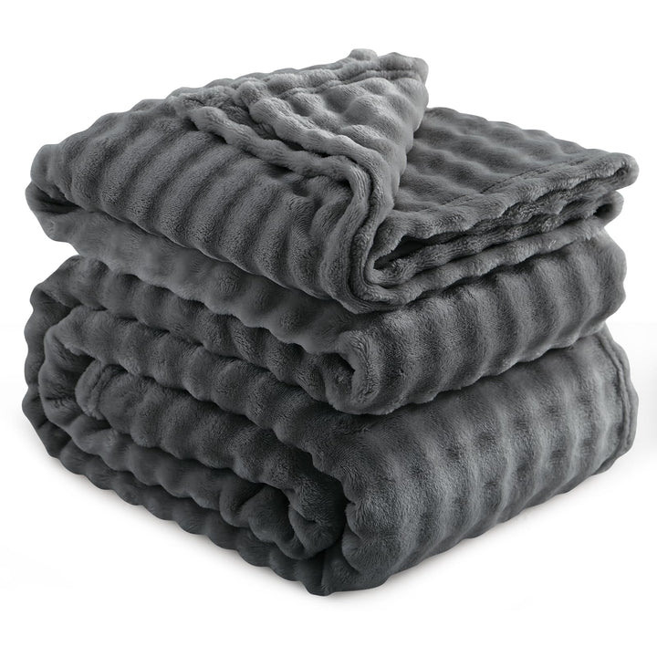 RUIKASI Kuscheldecke Flauschig Grau Bubble Decke - 220x240cm XXL Sofadecke & Couchdecke aus Plüsch,