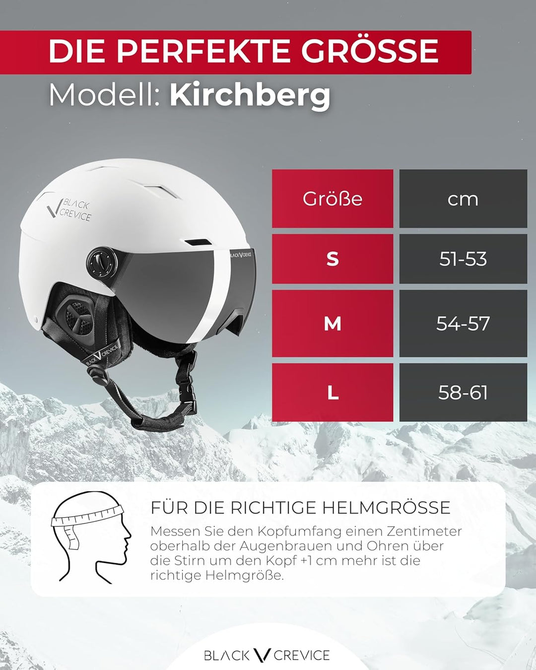 BLACK CREVICE Skihelm mit Visier Kirchberg I Atmungsaktiver Skihelm Herren & Damen mit Lüftungsöffnu