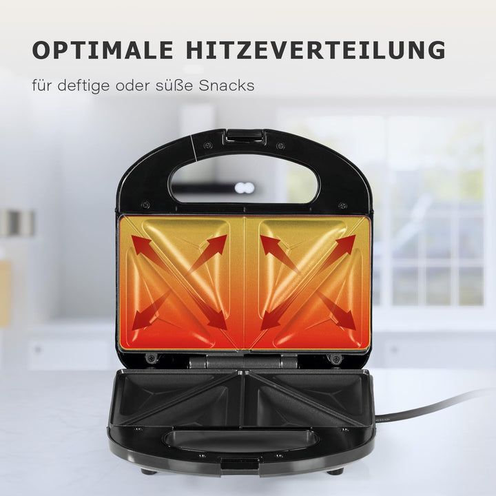 GOURMETmaxx Sandwichmaker mit LED-Kontrollleuchte | Für 2 Sandwiches in Dreiecksform | Antihaftbesch