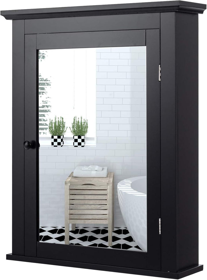 GOPLUS Spiegelschrank Badezimmer, Badezimmerspiegel Badspiegel mit Tür, Wandschrank Hängeschrank mit
