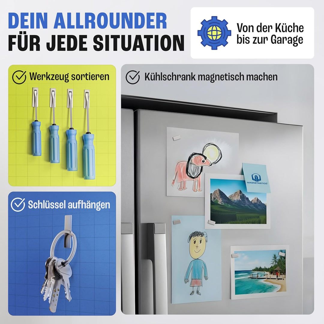 Magnetastico® | 40 Stück Selbstklebende Neodym Magnete N52 Rechteck 20x10x1 mm | Starke Klebemagnete