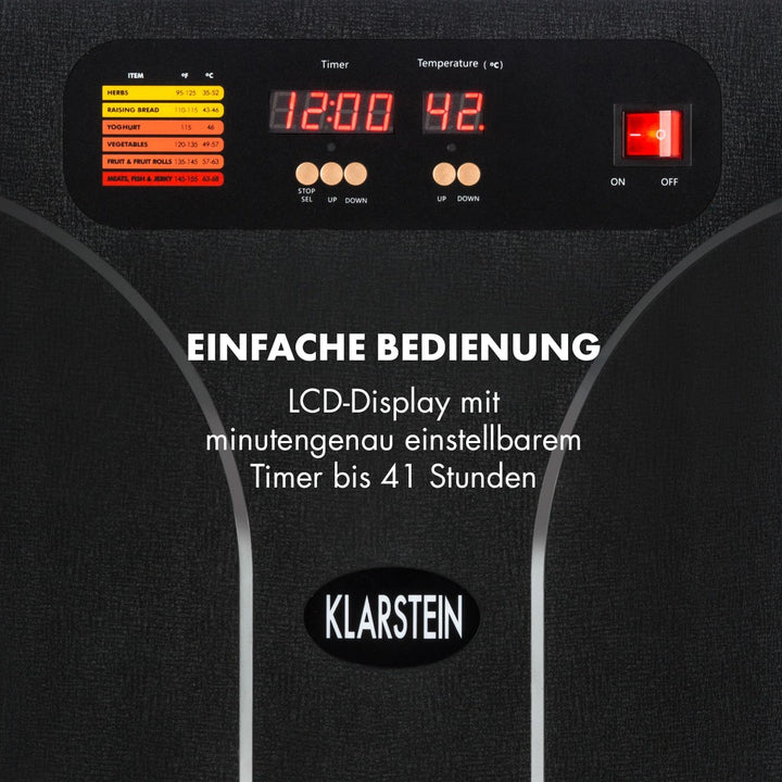 Klarstein Fruit Jerky 14 - Dörrgerät, Obst-/Fleisch- und Früchte-Trockner mit 1,8 m² Trockenfläche u