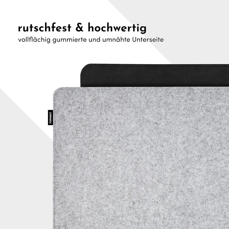 FORMGUT Schreibtischunterlage Filz, Laptop Unterlage, Desk Mat (80x40 cm - Hellgrau) - Mauspad XXL,