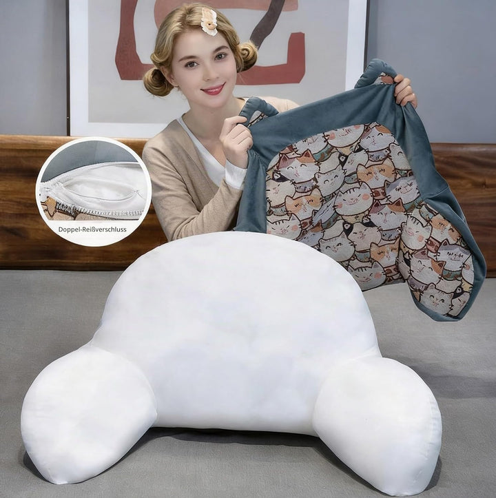 Rückenkissen für Bett und Sofa mit Armlehnen Ergonomisches Lesekissen Erwachsene Atmungsaktives Lese