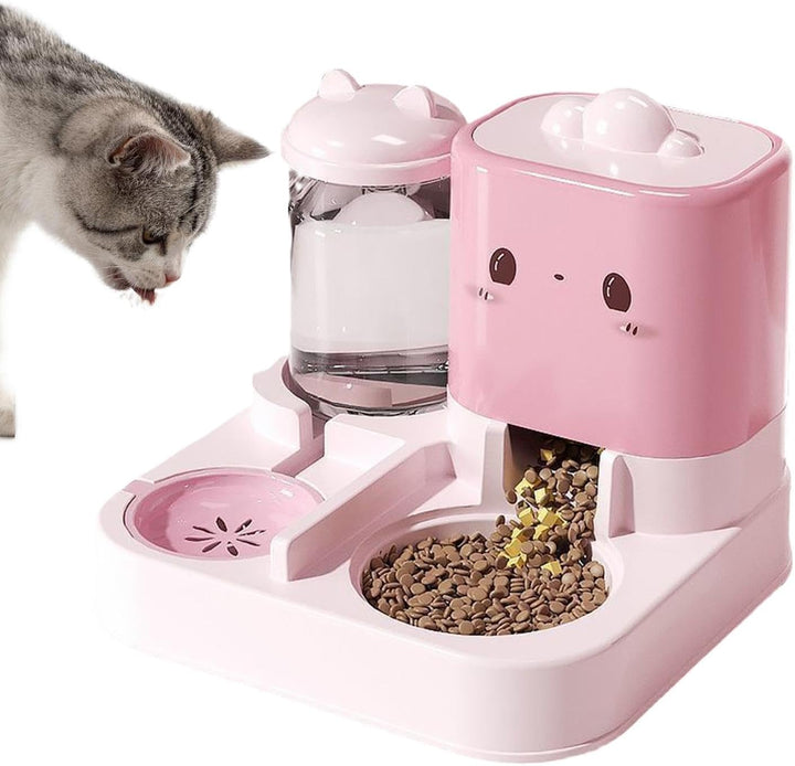 Automatischer Katzenfutter und Wasserspender Set | 2-in-1 Katzenfütterer | 1.5L Wasserspender und 2.