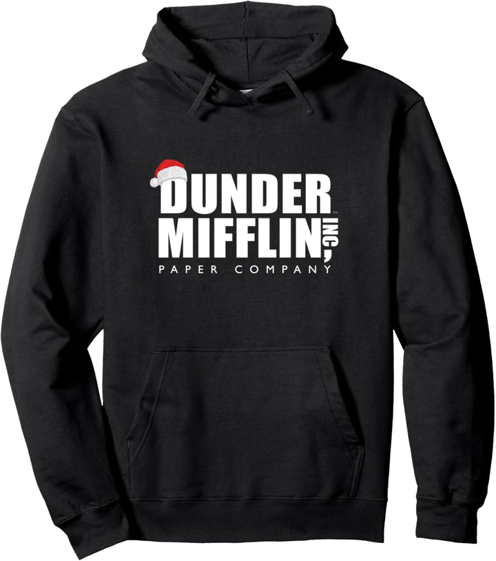The Office Dunder Mifflin Logo w Santa Hat Pullover Hoodie