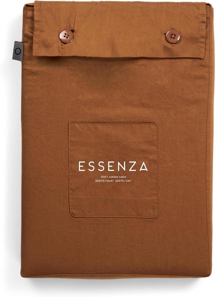 ESSENZA Satinbettwäsche Minte I Farbe Leather Brown Braun I Grösse 135x200+80x80cm I Reine Baumwolle