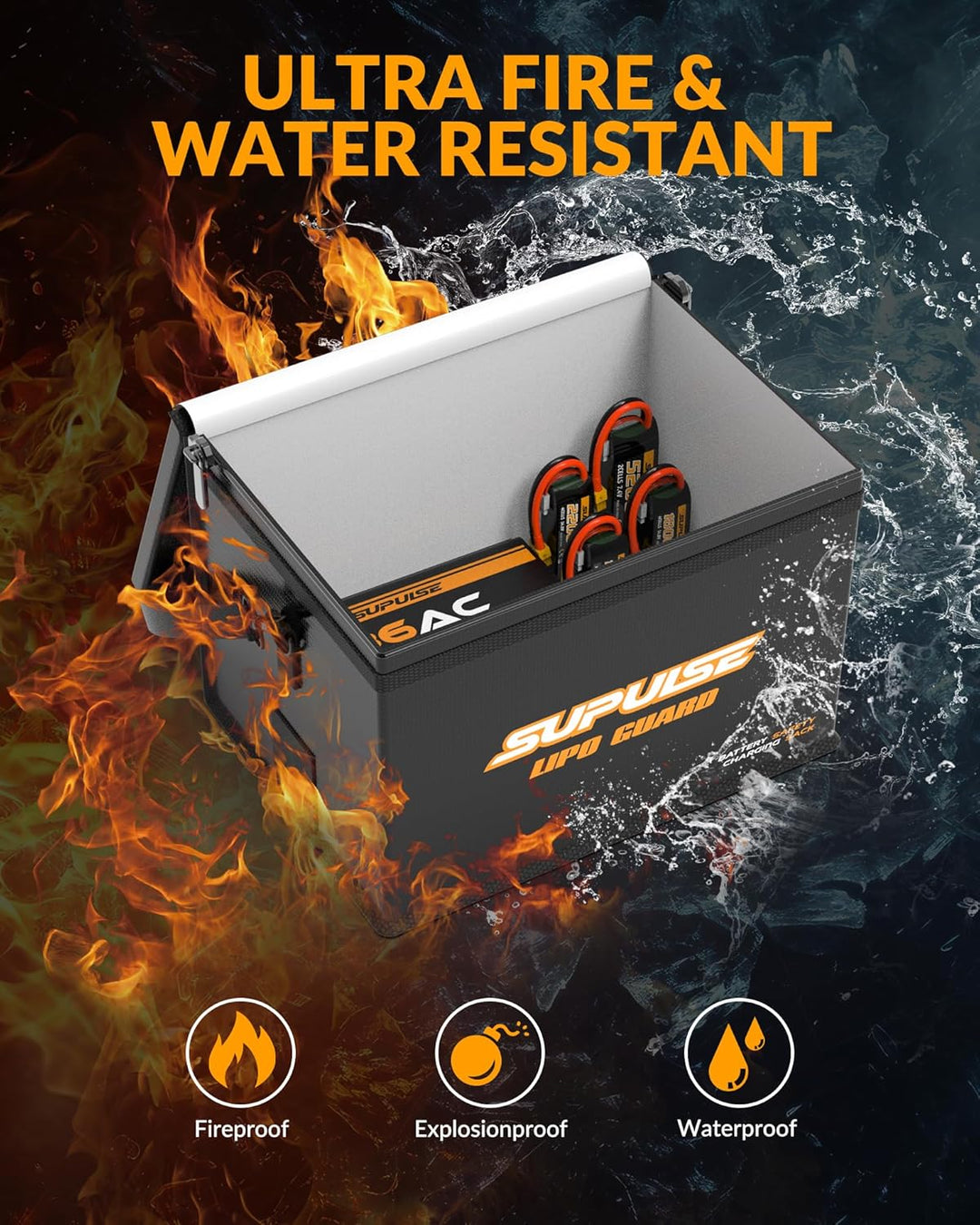 SUPULSE Lipo Battery Safe Bag Lipo Battery Bag Fireproof Explosionproof Large Capacity Bag for Charg