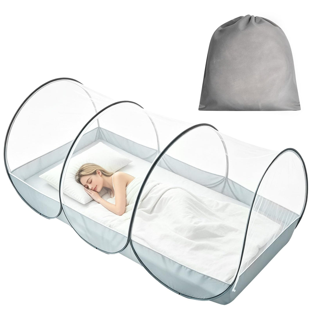 Reise Moskitonetz Bett, Moskitonetz Pop Up 190x 90x 90cm, Faltbares Bettzelt mit Reissverschluss für