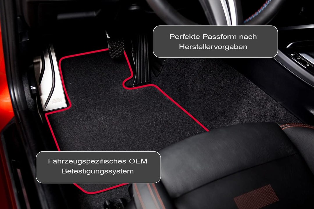 tuning-art 155R-FBA Fussmatten Exclusive-Line für Seat Leon 2 1P 5-Türer 2005-2012 Rot, Rot