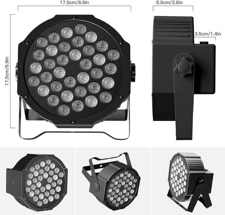 4 Stück 36 LED Par Scheinwerfer mit Bag, RGB Bühnenlicht DMX Disco licht mit Fernbedienung, Effektst