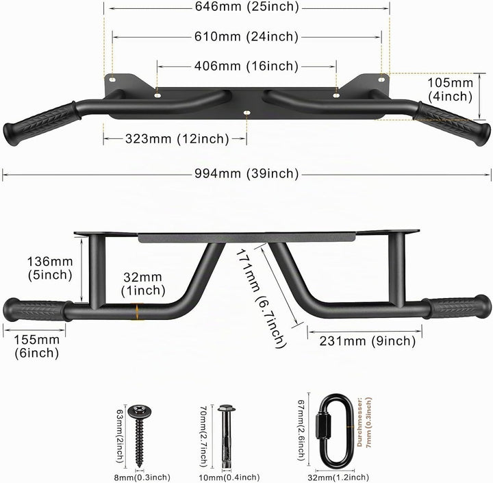Kipika Heavy Duty Wall Mounted Doorway Pull Up Bar,Wandmontage, Wall Mounted Doorway Pull Up Bar,Mul