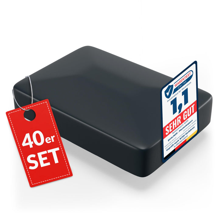 40x Zaunkappen Kunststoff 40x60mm mit Walmdach | Pfostenkappen für Doppelstabmattenzaun | Abdeckkapp