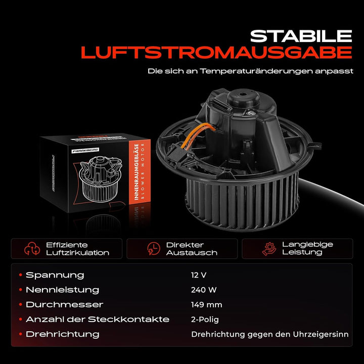 Frankberg Heizungsgebläse Gebläsemotor Innenraumgebläse Kompatibel mit 1er E81 E87 2004-2011 1er Cab