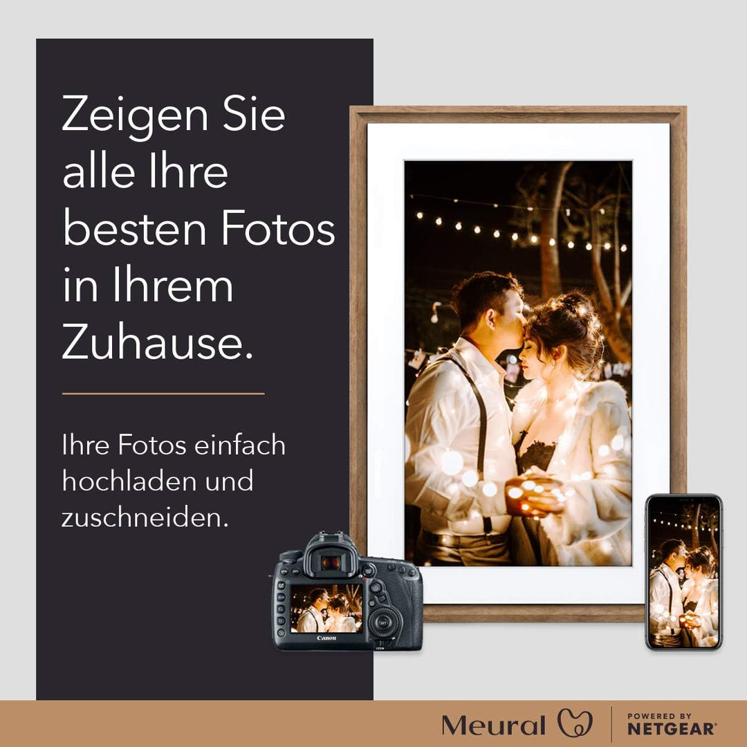 MEURAL Canvas II MC321HW Smart Art Digitale HD-Leinwand 41 x 61 cm (Dunkler Holzrahmen, 21.5 Zoll, G