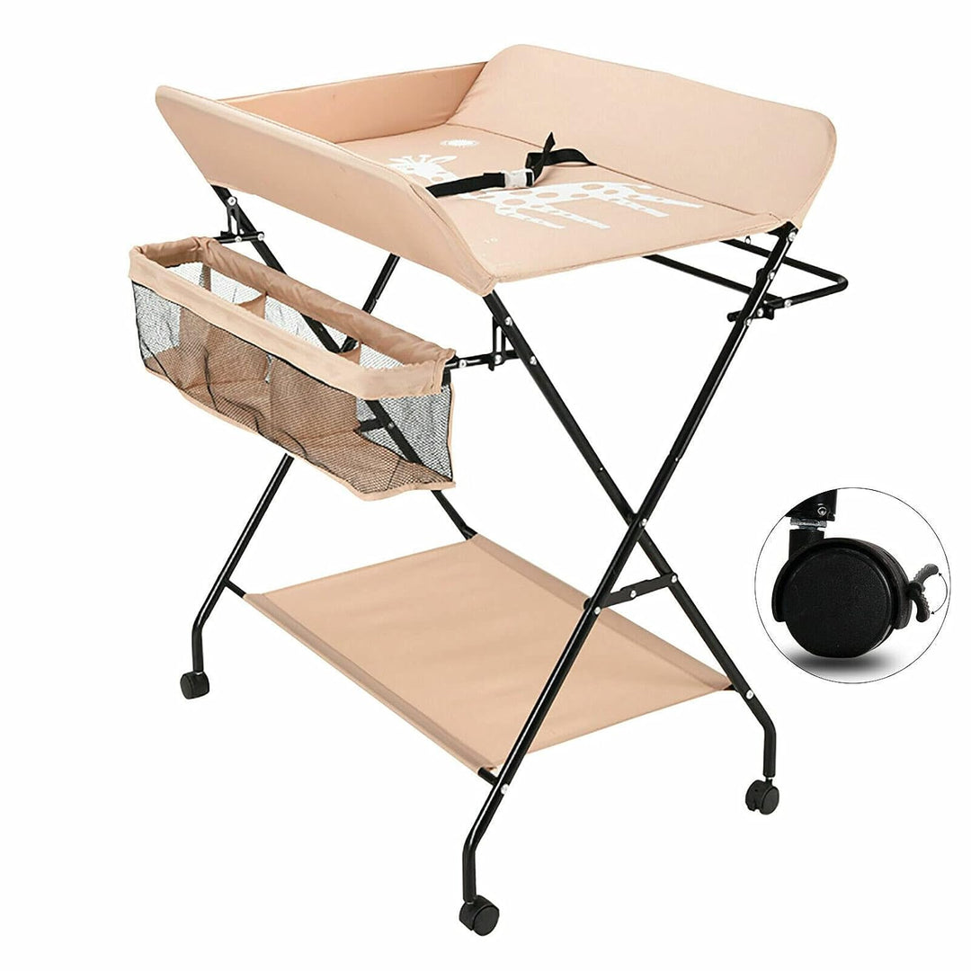 Klappbare Wickelkommode höhenverstellbar Klappwickeltisch mit/ohne Rollen, Mobile Wickeltisch mit Wi