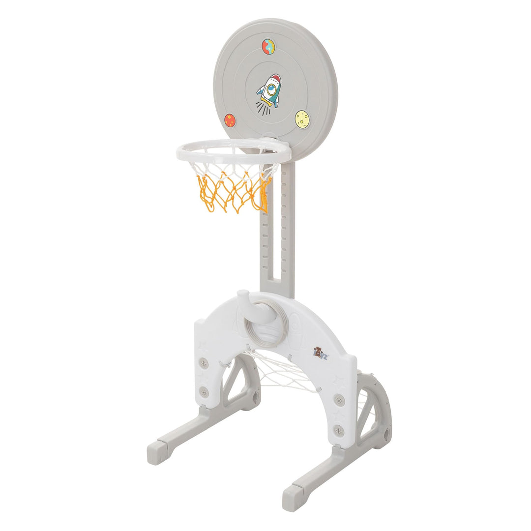 Joyz Kinder Basketballkorb Set, 3-in-1 Basketballständer höhenverstellbar mit Basketballkorb, Fussba