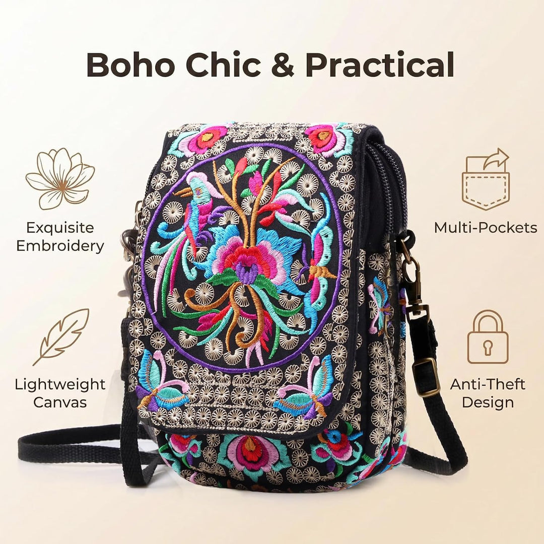 Goodhan Vintage Handmade Women Mini Crossbody Bag Cellphone Pouch Small Handbag Coin Purse Stil 01: