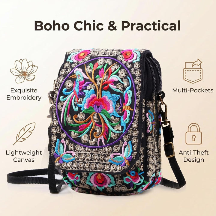 Goodhan Vintage Handmade Women Mini Crossbody Bag Cellphone Pouch Small Handbag Coin Purse Stil 01: