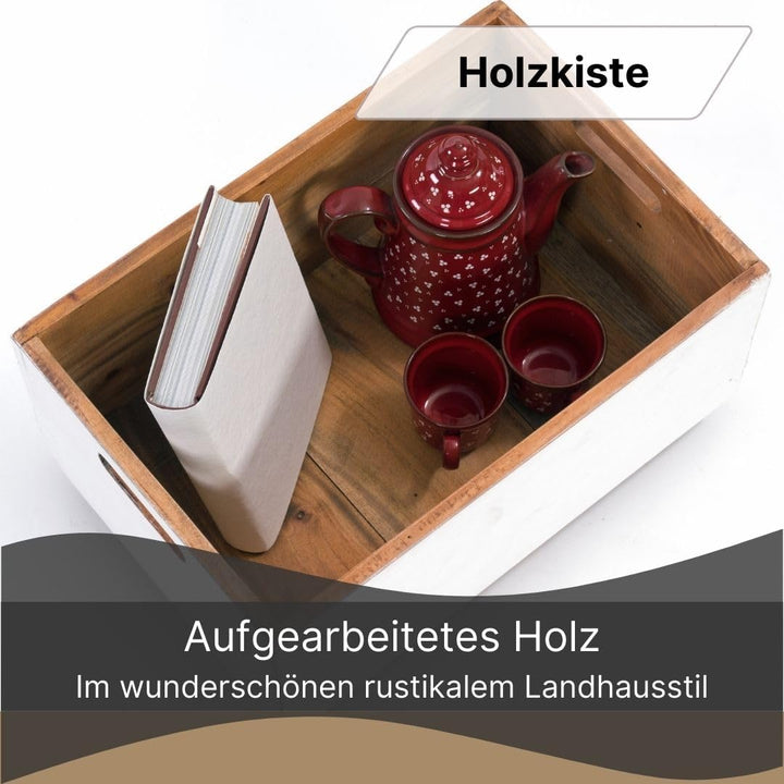 DESIGN DELIGHTS ROLLBARE HOLZKISTE Box | 26x45x30 cm (HxBxT), Recyclingholz | Aufbewahrungskiste, Ho